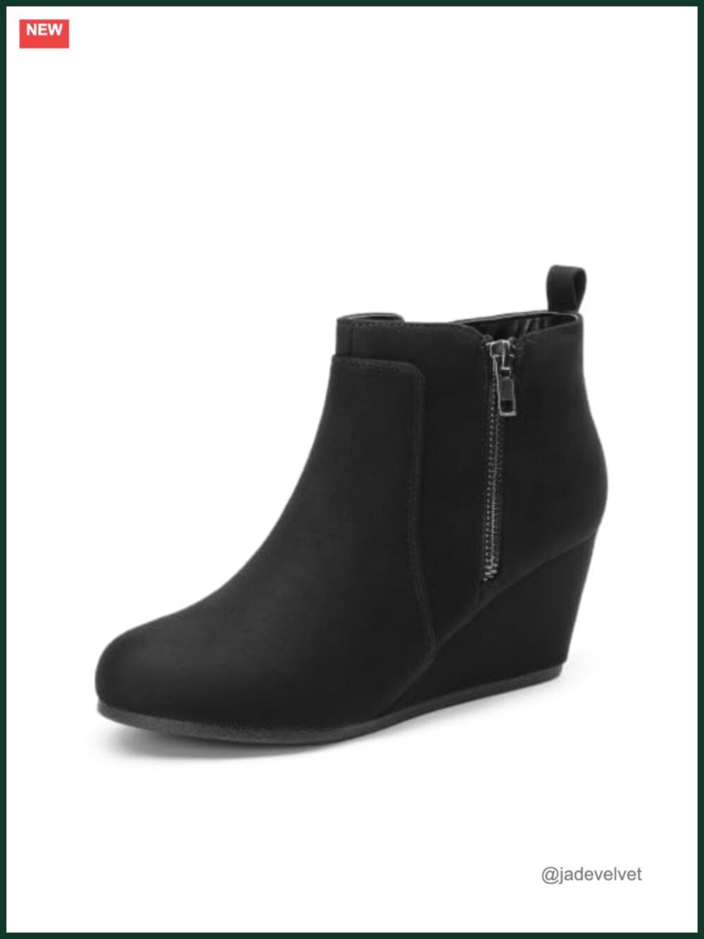 Dream Pairs Faux Suede Low Wedge Ankle Booties Side Zip